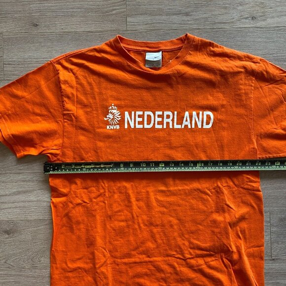 2000s Y2K NIKE KNVB Nederland Soccer Orange Graphic Tee Shirt Silver Tag - Picture 6 of 7